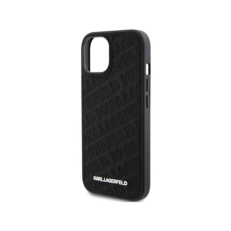Husa iPhone 15 Plus Karl Lagerfeld Diagonal Quilted K Pattern, negru, KLHCP15MPQKPMK