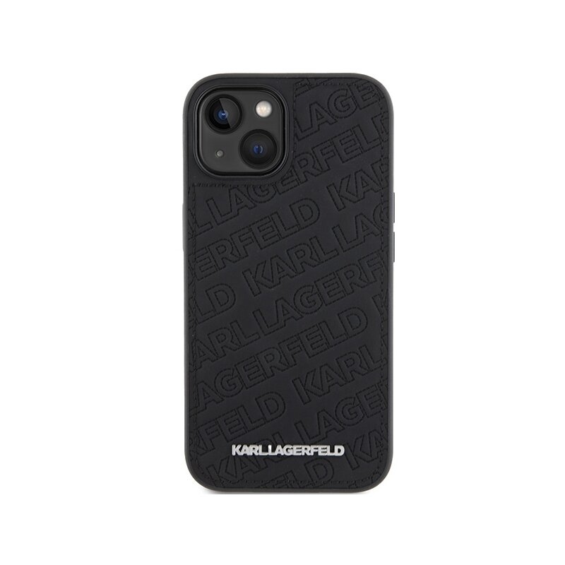 Husa iPhone 15 Plus Karl Lagerfeld Diagonal Quilted K Pattern, negru, KLHCP15MPQKPMK