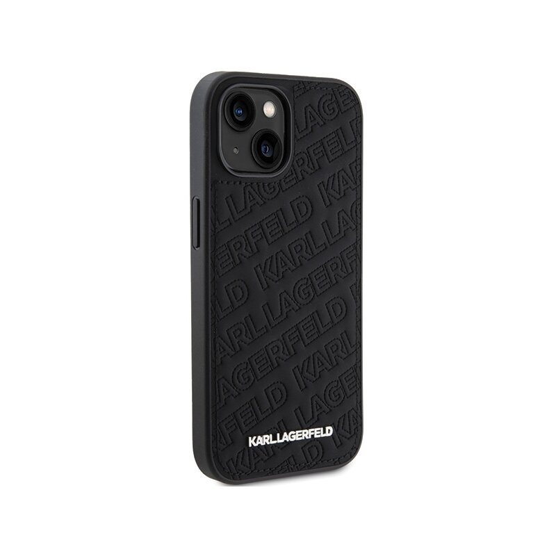 Husa iPhone 15 Plus Karl Lagerfeld Diagonal Quilted K Pattern, negru, KLHCP15MPQKPMK