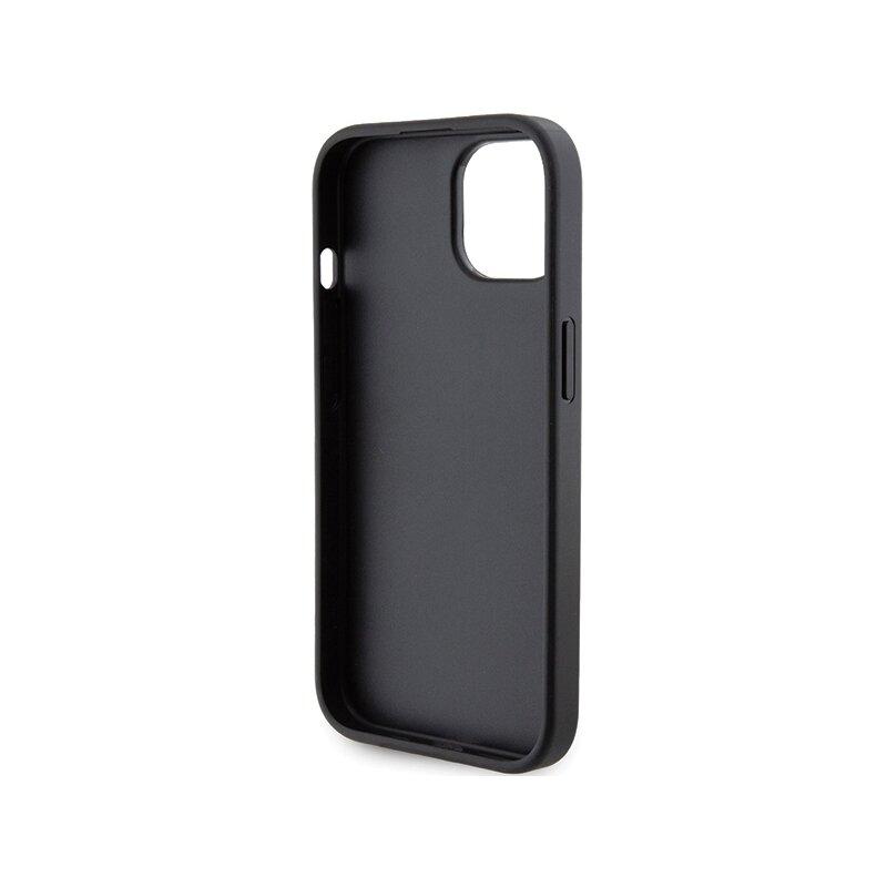 Husa originala iPhone 15 Karl Lagerfeld Saffiano Gripstand, Karl&Choupette, negru, KLHCP15SGSAKCPK
