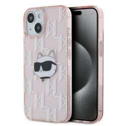 Husa iPhone 15 Karl Lagerfeld IML Luxury, Choupette Head&Monogram, roz, KLHCP15SHKLPCHP
