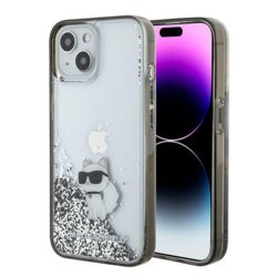 Husa Karl Lagerfeld iPhone 15 Hardcase Liquid Glitter, Choupette, transparent, KLHCP15SLKCNSK