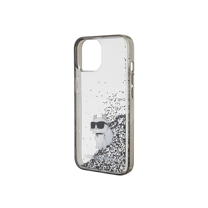 Husa Karl Lagerfeld iPhone 15 Hardcase Liquid Glitter, Choupette, transparent, KLHCP15SLKCNSK