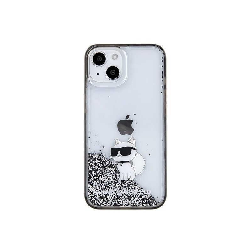 Husa Karl Lagerfeld iPhone 15 Hardcase Liquid Glitter, Choupette, transparent, KLHCP15SLKCNSK