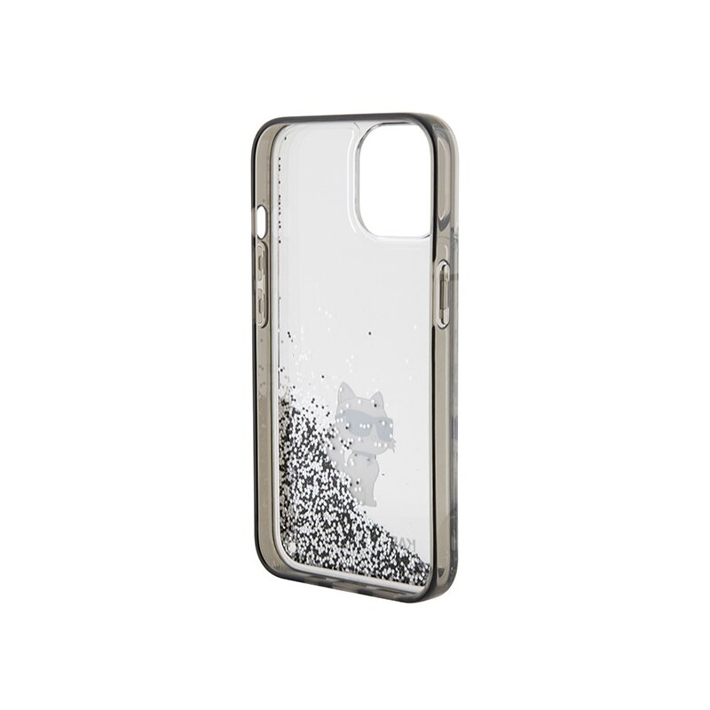 Husa Karl Lagerfeld iPhone 15 Hardcase Liquid Glitter, Choupette, transparent, KLHCP15SLKCNSK