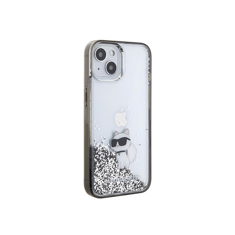 Husa Karl Lagerfeld iPhone 15 Hardcase Liquid Glitter, Choupette, transparent, KLHCP15SLKCNSK