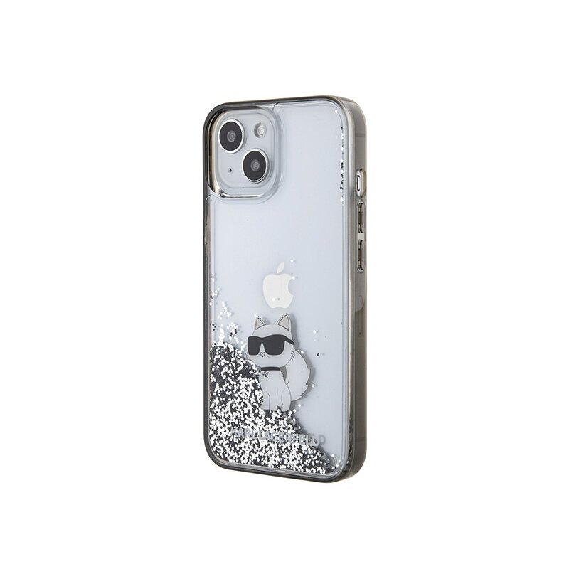Husa Karl Lagerfeld iPhone 15 Hardcase Liquid Glitter, Choupette, transparent, KLHCP15SLKCNSK