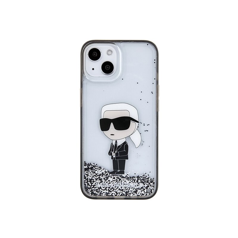 Husa Karl Lagerfeld iPhone 15 Hardcase Liquid Glitter, Ikonik, transparent, KLHCP15SLKKNSK