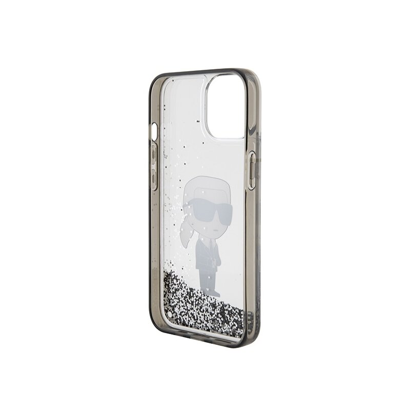 Husa Karl Lagerfeld iPhone 15 Hardcase Liquid Glitter, Ikonik, transparent, KLHCP15SLKKNSK
