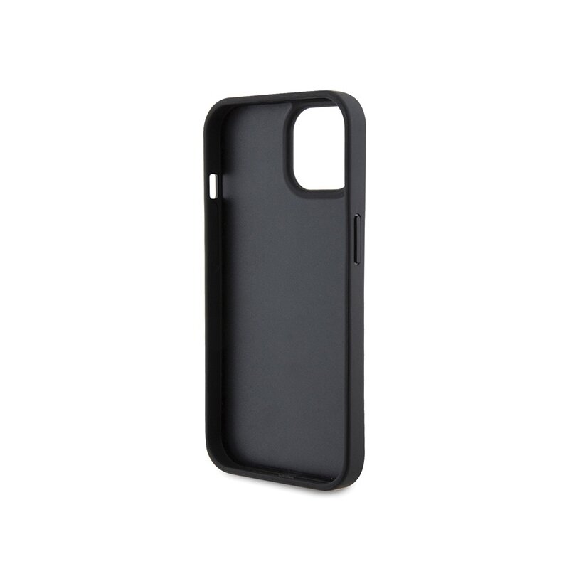 Husa iPhone 15 Karl Lagerfeld Hardcase Leather Monogram, Hot Stamp Metal Logo, negru, KLHCP15SPKLPKLK