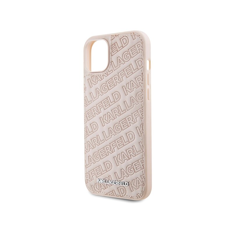 Husa iPhone 15 Karl Lagerfeld Diagonal Quilted K Pattern, roz, KLHCP15SPQKPMP