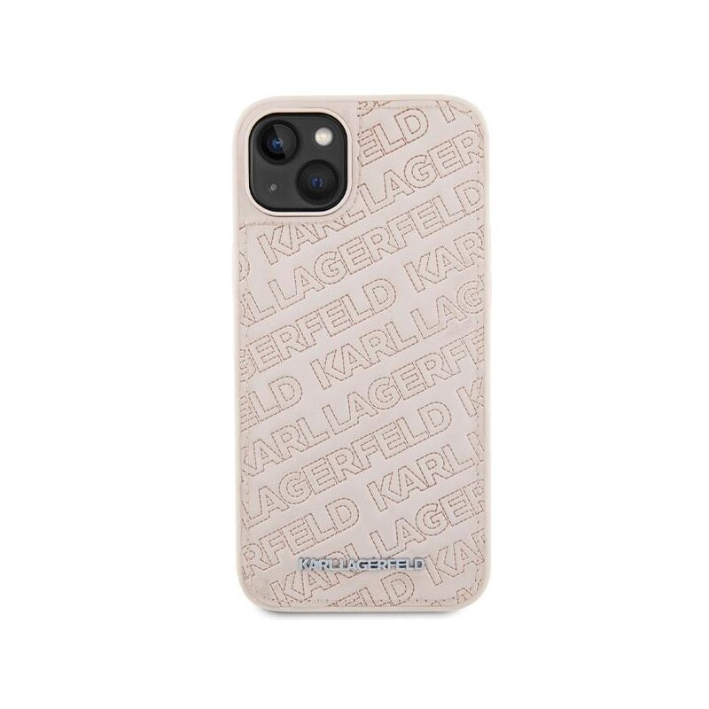 Husa iPhone 15 Karl Lagerfeld Diagonal Quilted K Pattern, roz, KLHCP15SPQKPMP