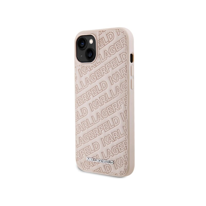 Husa iPhone 15 Karl Lagerfeld Diagonal Quilted K Pattern, roz, KLHCP15SPQKPMP