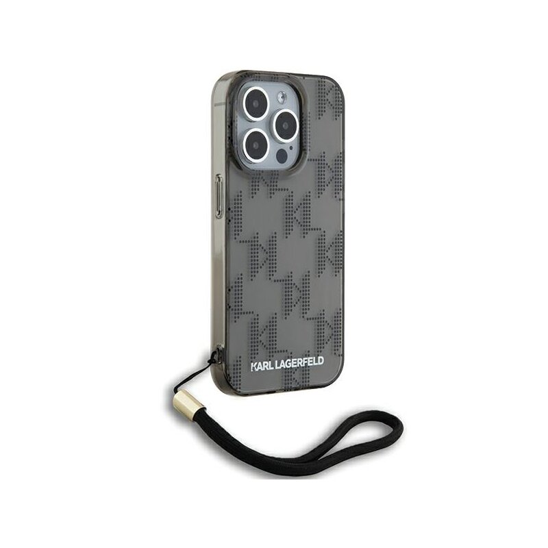 Husa iPhone 15 Pro Max Karl Lagerfeld IML Luxury, Mono KL Pattern&Cord, negru, KLHCP15XHKDPNSK