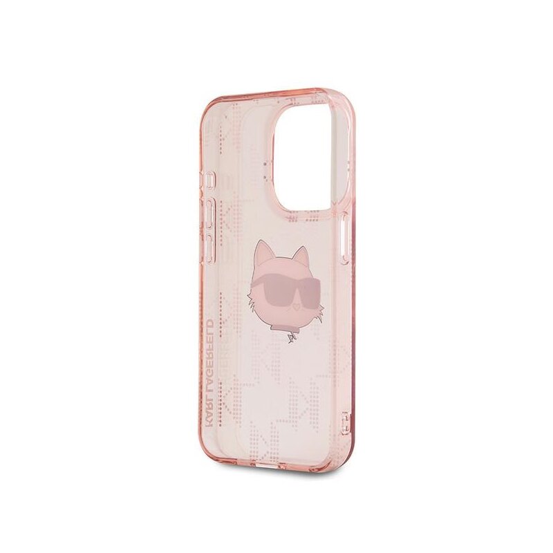 Husa iPhone 15 Pro Max Karl Lagerfeld IML Luxury, Choupette Head&Monogram, roz, KLHCP15XHKLPCHP
