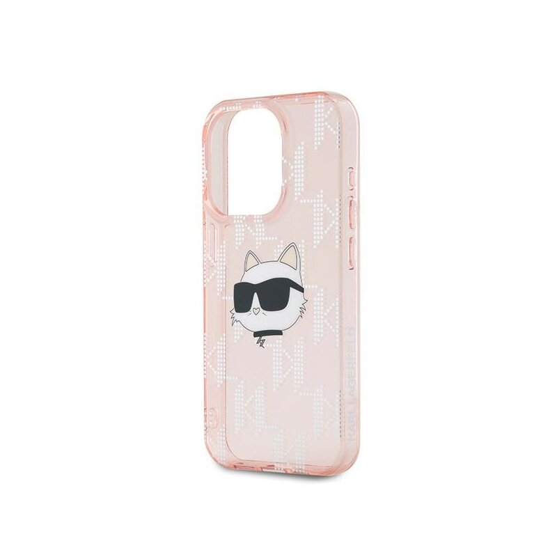Husa iPhone 15 Pro Max Karl Lagerfeld IML Luxury, Choupette Head&Monogram, roz, KLHCP15XHKLPCHP