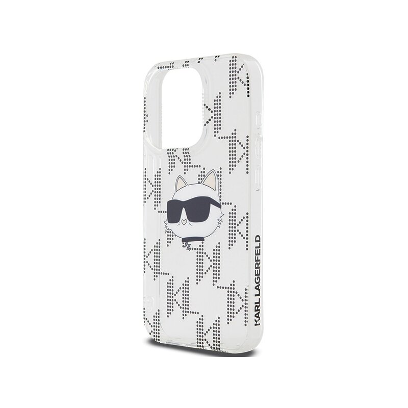 Husa iPhone 15 Pro Max Karl Lagerfeld IML Luxury, Choupette Head&Monogram, transparent, KLHCP15XHKLPCHT
