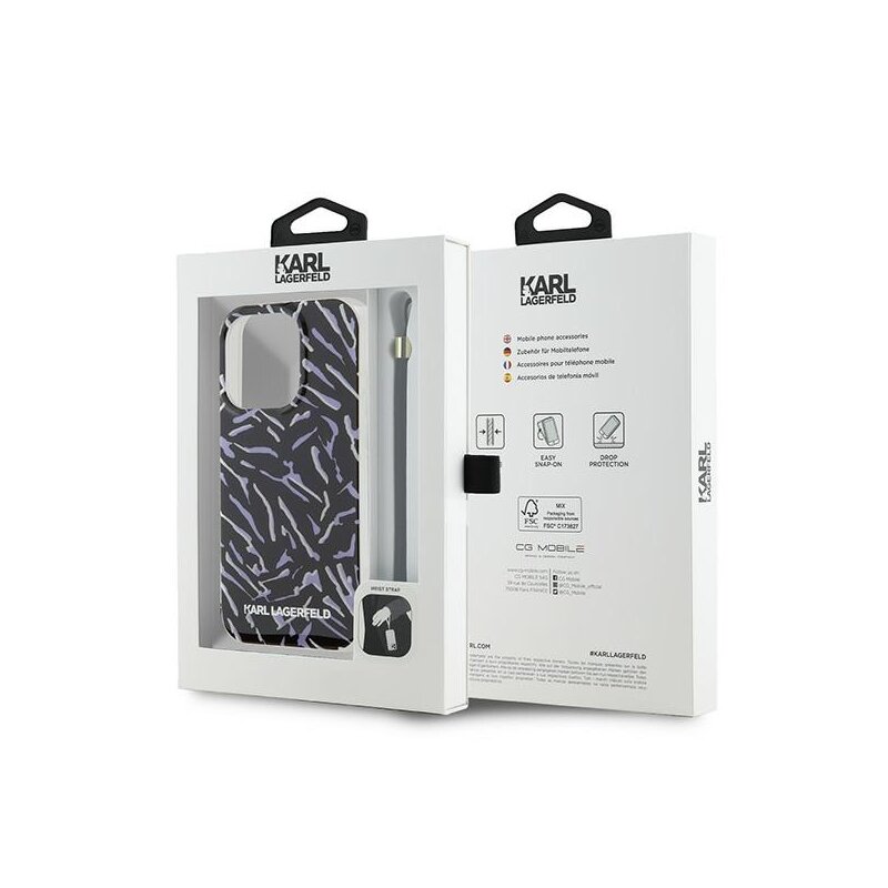 Husa iPhone 15 Pro Max Karl Lagerfeld Hardcase, Zebra With Cord, mov, KLHCP15XHZBPKCCU