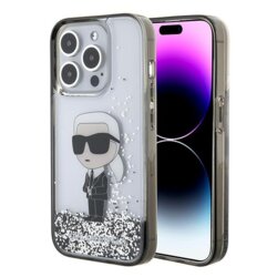 Husa Karl Lagerfeld iPhone 15 Pro Max Hardcase Liquid Glitter, Ikonik, transparent, KLHCP15XLKKNSK