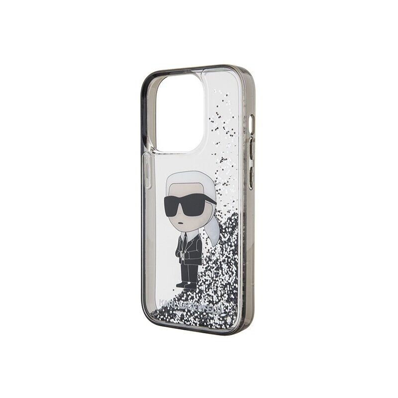 Husa Karl Lagerfeld iPhone 15 Pro Max Hardcase Liquid Glitter, Ikonik, transparent, KLHCP15XLKKNSK