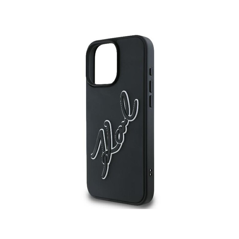 Husa originala iPhone 16 Pro Karl Lagerfeld 3D Design, Rubber Signature, KLHCP16L3DRKSDLK