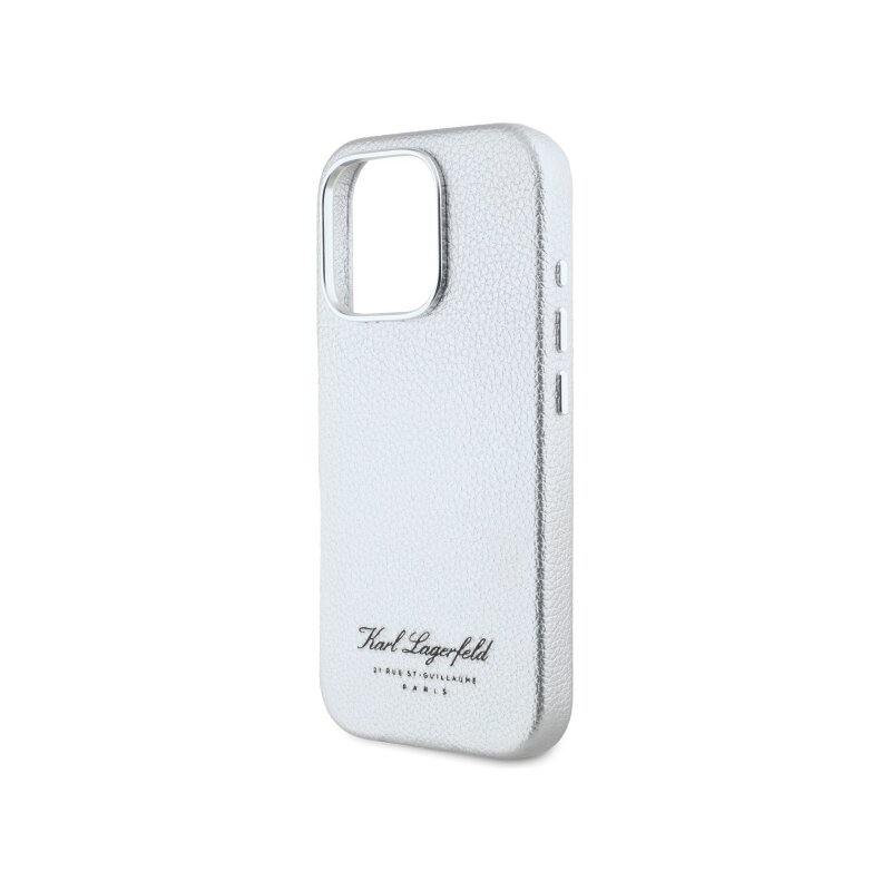 Husa iPhone 16 Pro Karl Lagerfeld Hardcase Leather Hotel, RSG, gri, KLHCP16LPGWCMKHG