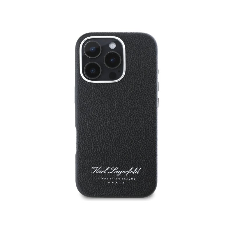 Husa iPhone 16 Pro Karl Lagerfeld Hardcase Leather Hotel, RSG, negru, KLHCP16LPGWCMKHK