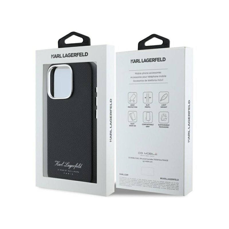 Husa iPhone 16 Pro Karl Lagerfeld Hardcase Leather Hotel, RSG, negru, KLHCP16LPGWCMKHK