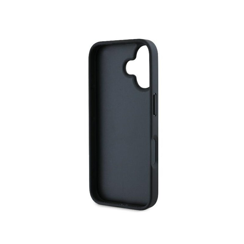 Husa iPhone 16 Plus Karl Lagerfeld Hardcase Leather Monogram, Karl&Chaoupette Head Pin, negru, KLHCP16MPGKLKCPK