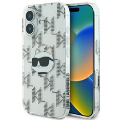 Husa iPhone 16 Karl Lagerfeld IML Luxury Electroplated, Choupette Head, transparent, KLHCP16SHKLPCHT