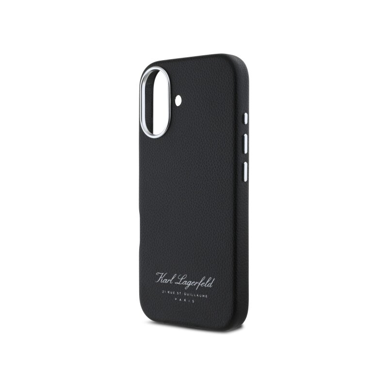 Husa iPhone 16 Karl Lagerfeld Hardcase Leather Hotel, RSG, negru, KLHCP16SPGWCMKHK