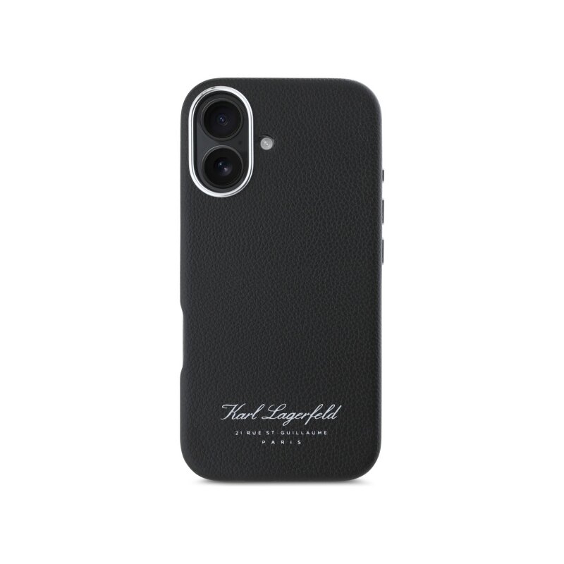 Husa iPhone 16 Karl Lagerfeld Hardcase Leather Hotel, RSG, negru, KLHCP16SPGWCMKHK