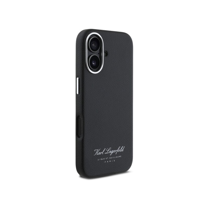 Husa iPhone 16 Karl Lagerfeld Hardcase Leather Hotel, RSG, negru, KLHCP16SPGWCMKHK