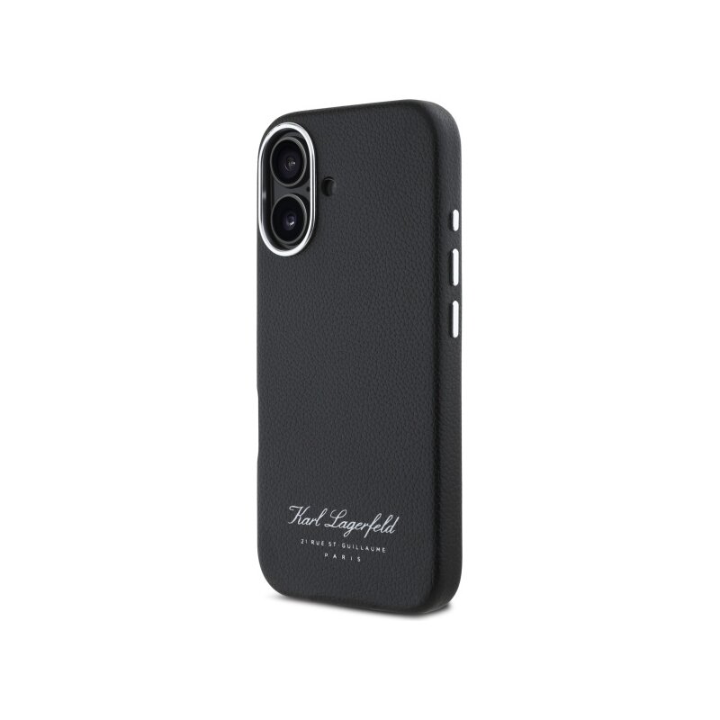Husa iPhone 16 Karl Lagerfeld Hardcase Leather Hotel, RSG, negru, KLHCP16SPGWCMKHK