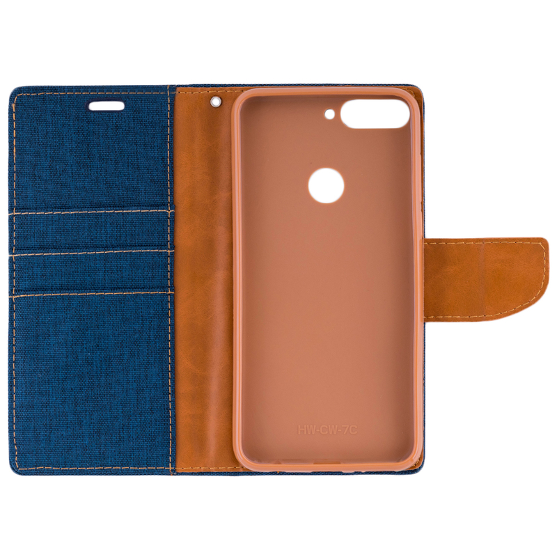 Husa Huawei Y7 Prime 2018  Book Canvas Bleu