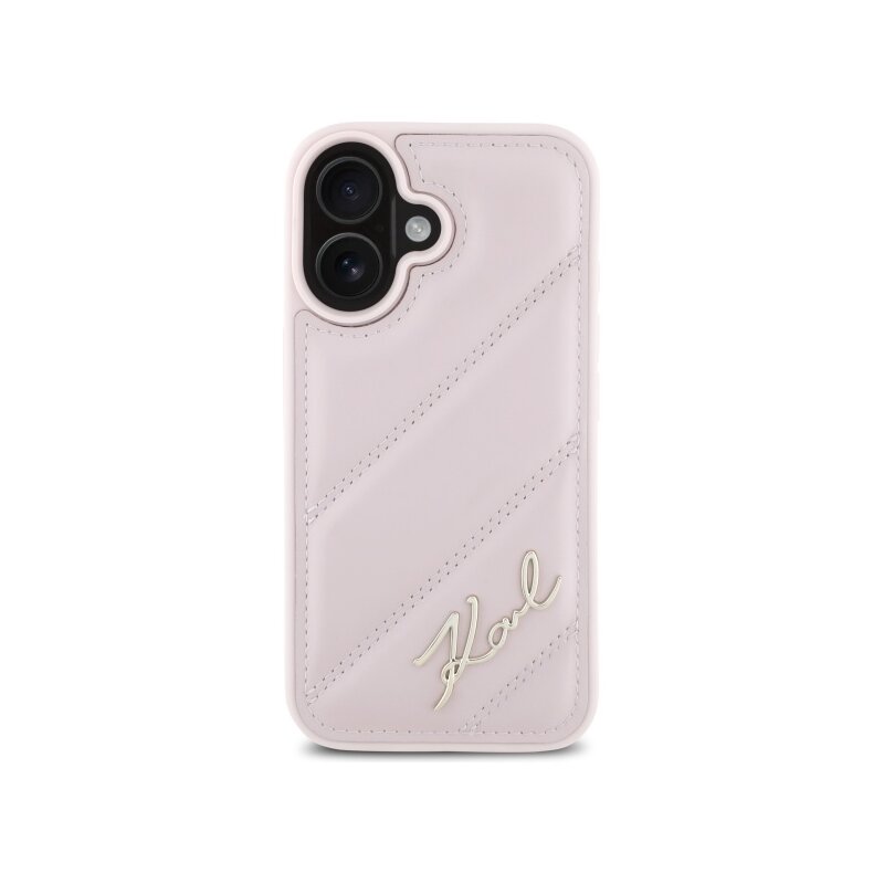 Husa iPhone 16 Karl Lagerfeld Diagonal Quilted, roz, KLHCP16SPQDSMGP