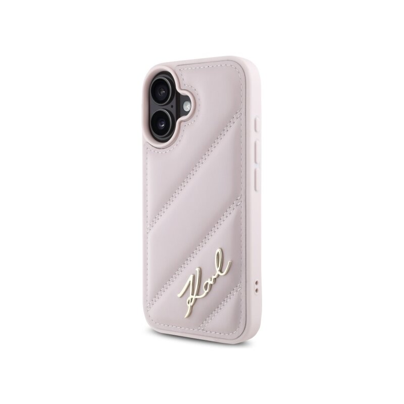Husa iPhone 16 Karl Lagerfeld Diagonal Quilted, roz, KLHCP16SPQDSMGP