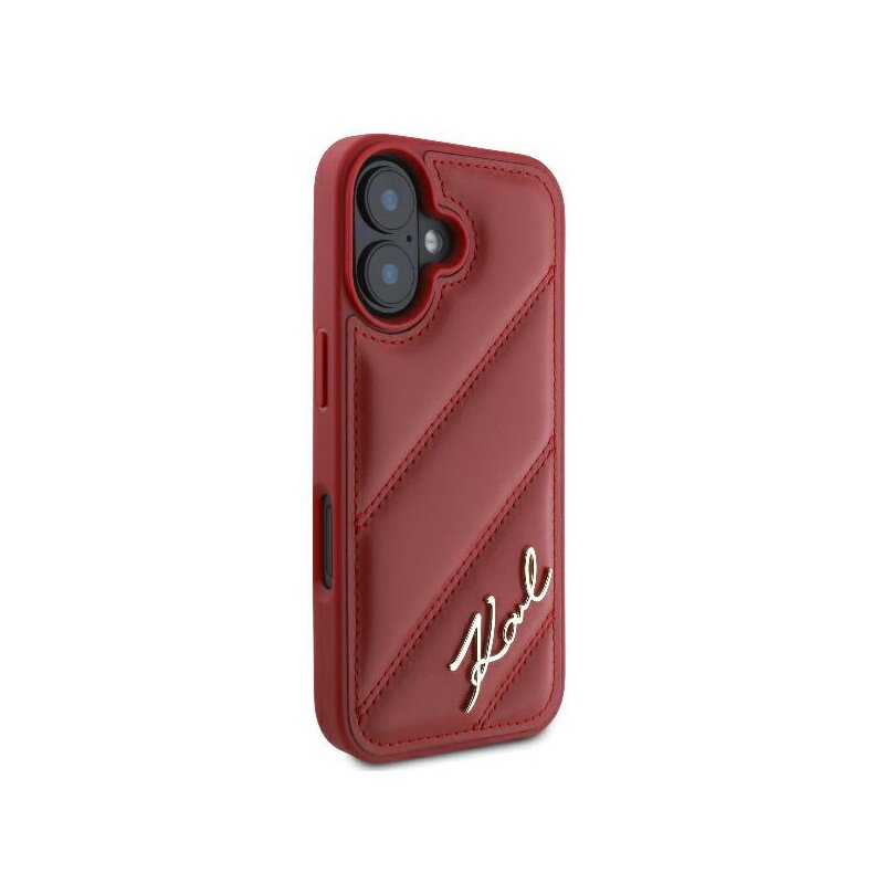 Husa iPhone 16 Karl Lagerfeld Diagonal Quilted, rosu, KLHCP16SPQDSMGR