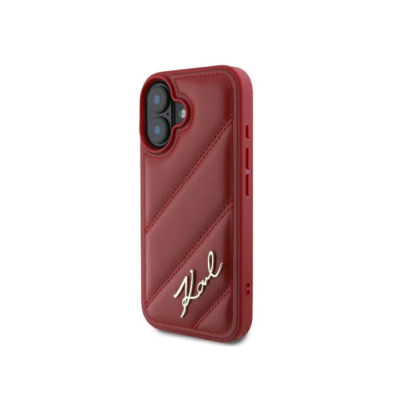Husa iPhone 16 Karl Lagerfeld Diagonal Quilted, rosu, KLHCP16SPQDSMGR