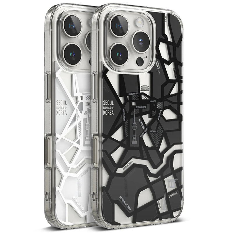 Husa iPhone 16 Pro Max Ringke Fusion Design, Seoul Map White