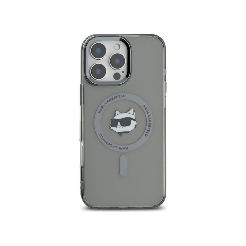 Husa iPhone 16 Pro Max Karl Lagerfeld IML MagSafe, Choupette`s Head, negru, KLHMP16XHLSCHK