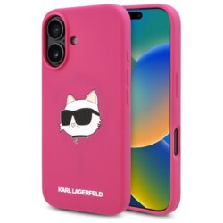Husa Karl Lagerfeld iPhone 16 Silicone MagSafe, Choupette Head, fucsia, KLHMP16SSCHPPLF