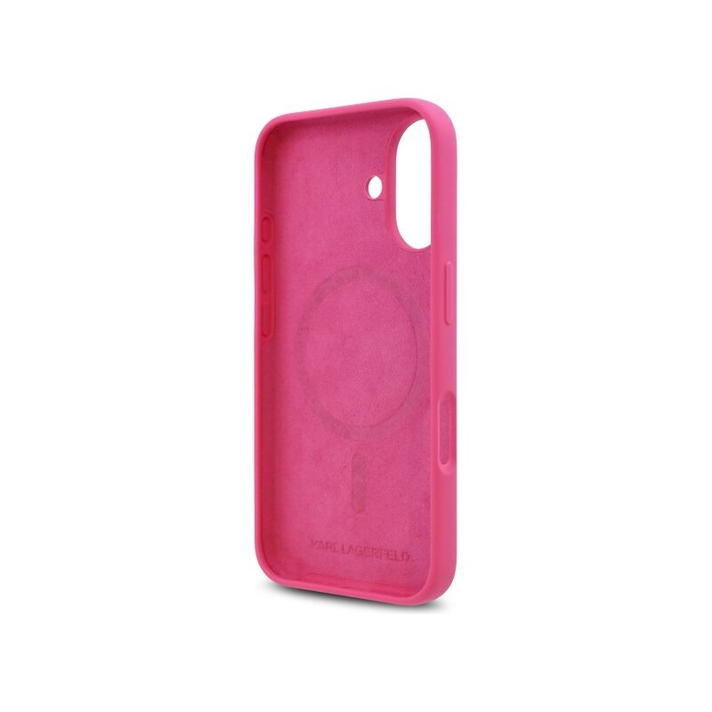 Husa Karl Lagerfeld iPhone 16 Silicone MagSafe, Choupette Head, fucsia, KLHMP16SSCHPPLF