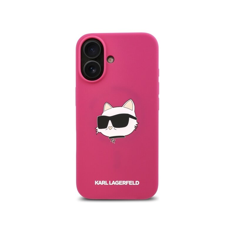 Husa Karl Lagerfeld iPhone 16 Silicone MagSafe, Choupette Head, fucsia, KLHMP16SSCHPPLF