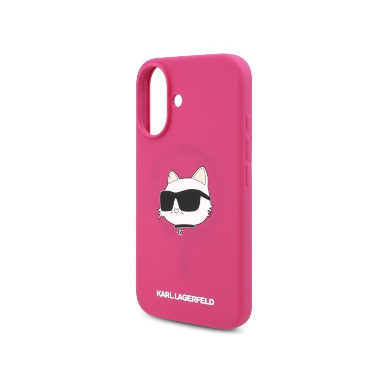 Husa Karl Lagerfeld iPhone 16 Silicone MagSafe, Choupette Head, fucsia, KLHMP16SSCHPPLF
