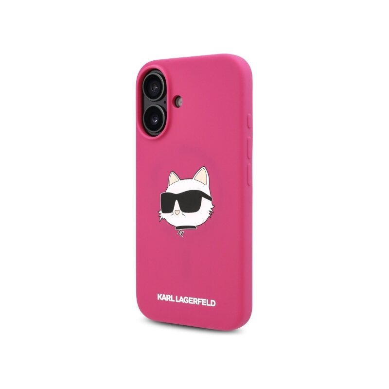 Husa Karl Lagerfeld iPhone 16 Silicone MagSafe, Choupette Head, fucsia, KLHMP16SSCHPPLF