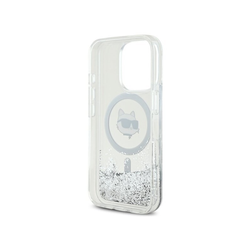 Husa Karl Lagerfeld iPhone 16 Pro Liquid Glitter MagSafe, Choupette Head, clear, KLHMP16LLGCHSGH
