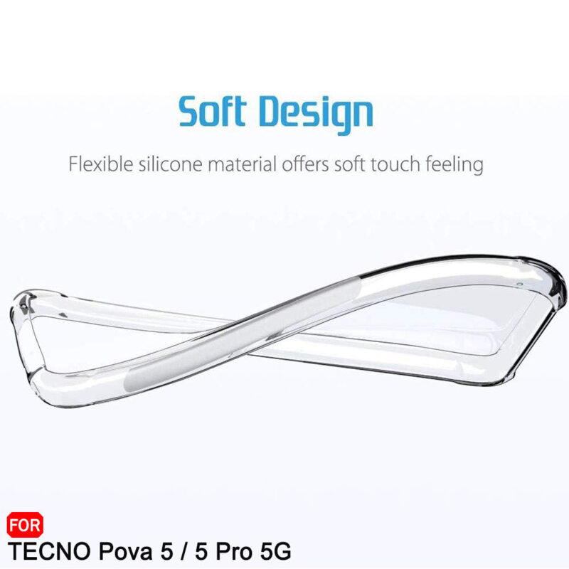 Husa Tecno Pova 5 Pro Techsuit Shockproof Clear Silicone, transparenta