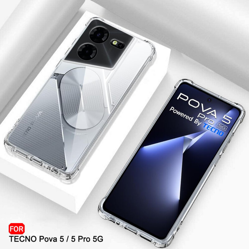 Husa Tecno Pova 5 Pro Techsuit Shockproof Clear Silicone, transparenta