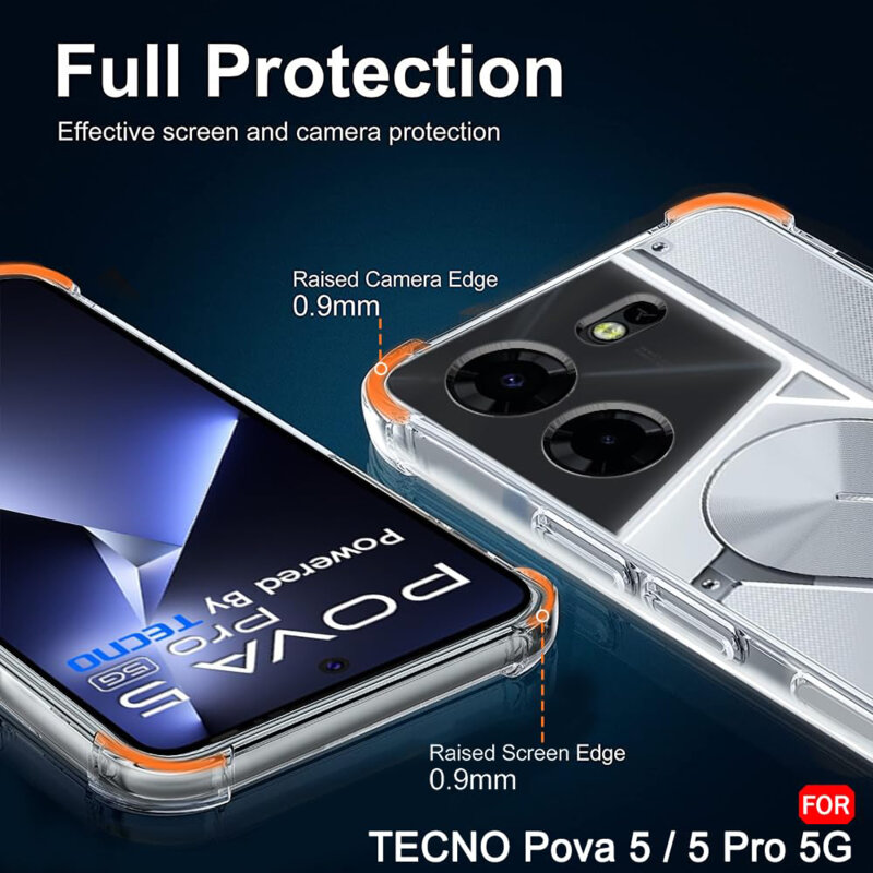 Husa Tecno Pova 5 Pro Techsuit Shockproof Clear Silicone, transparenta